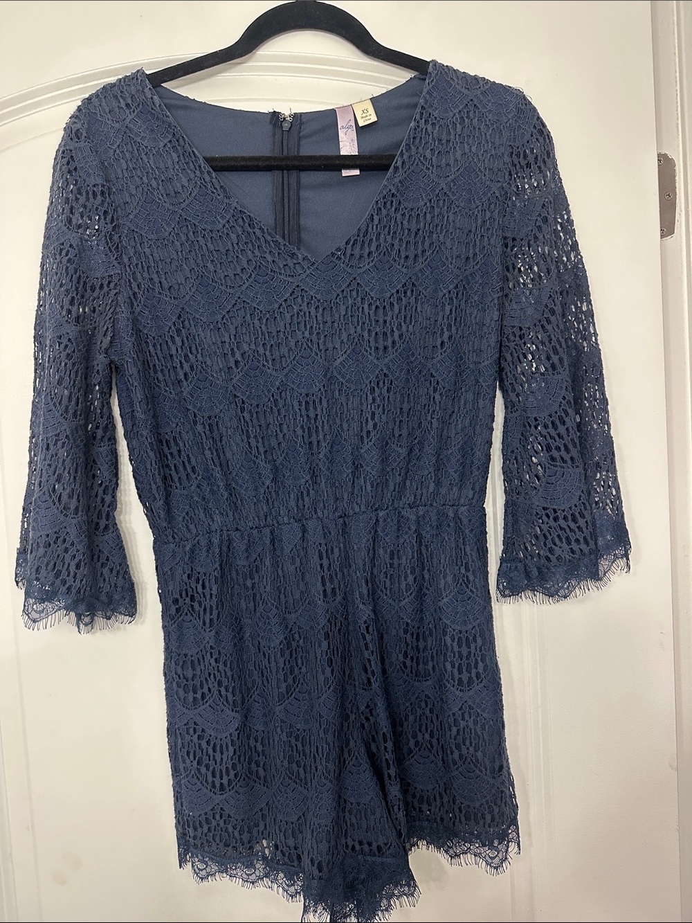 Navy Blue Lace V-Neck Romper